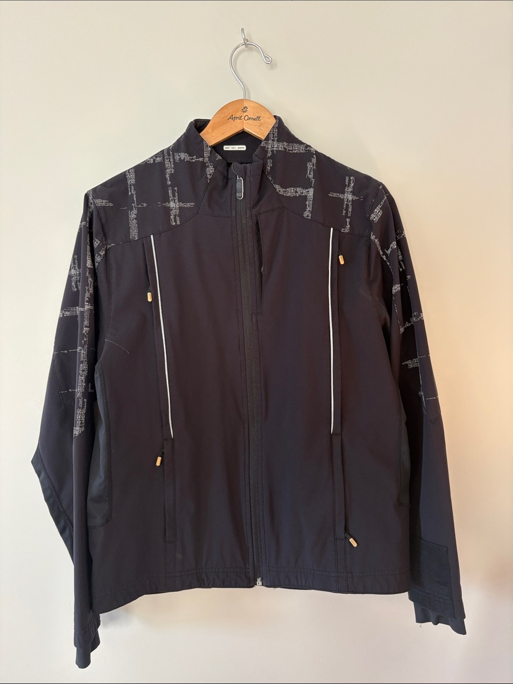 lululemon athletica Black Windbreaker with Gray Grid Accents